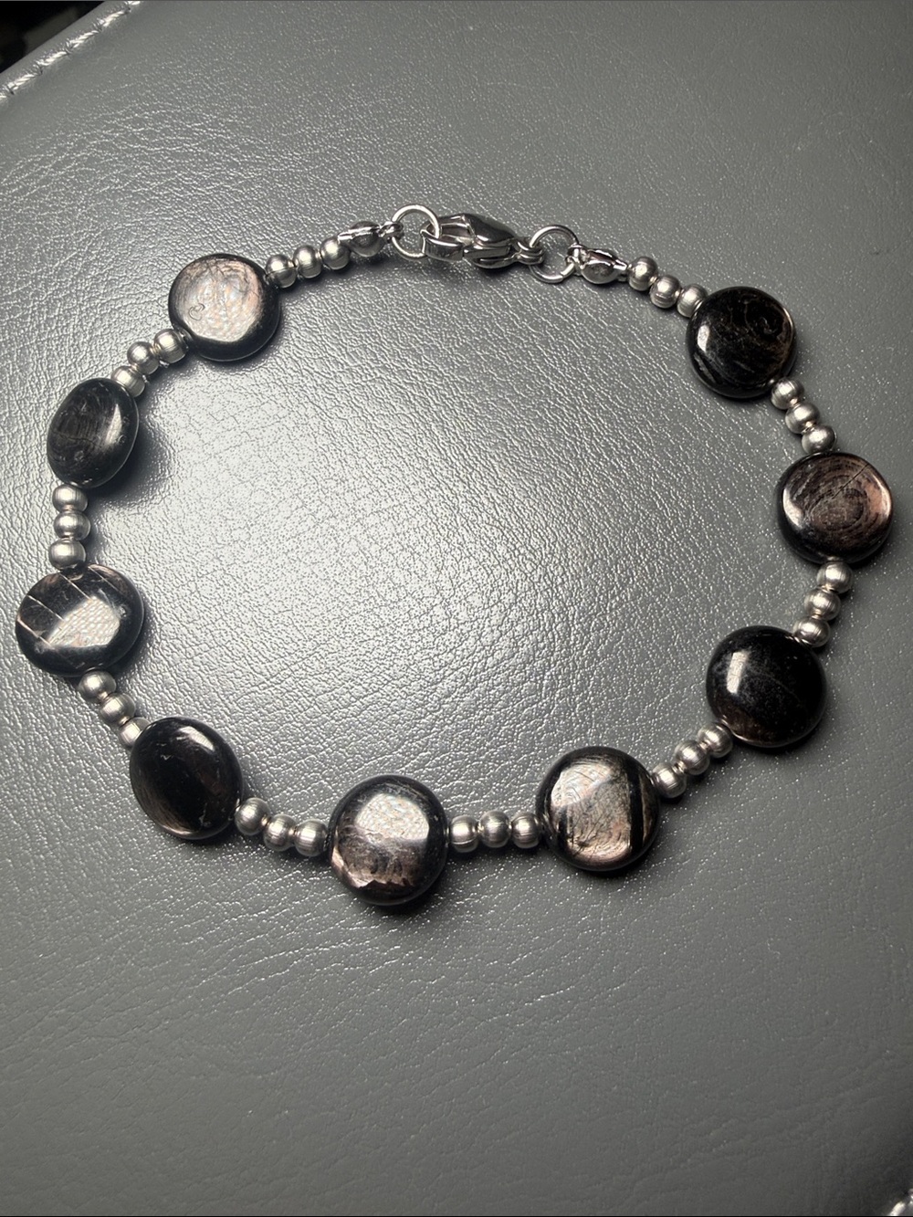 Thy Self #11 HyperSthene Coin Stainless Steel Bracelet